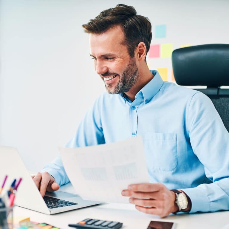Accountant working with documents at office